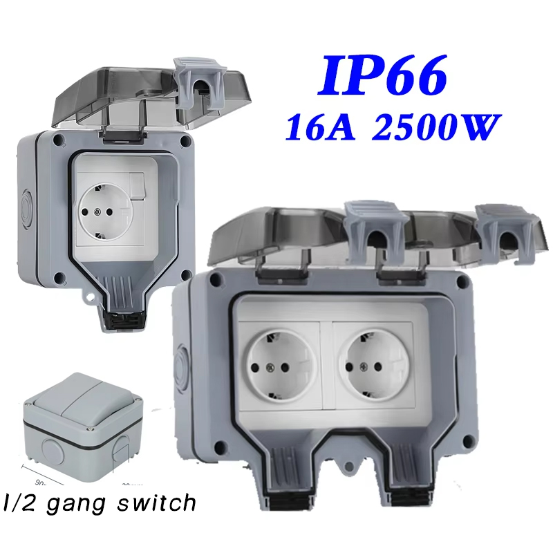 Outdoor Power Parts - EU KR Outdoor Wall Waterproof Sockets