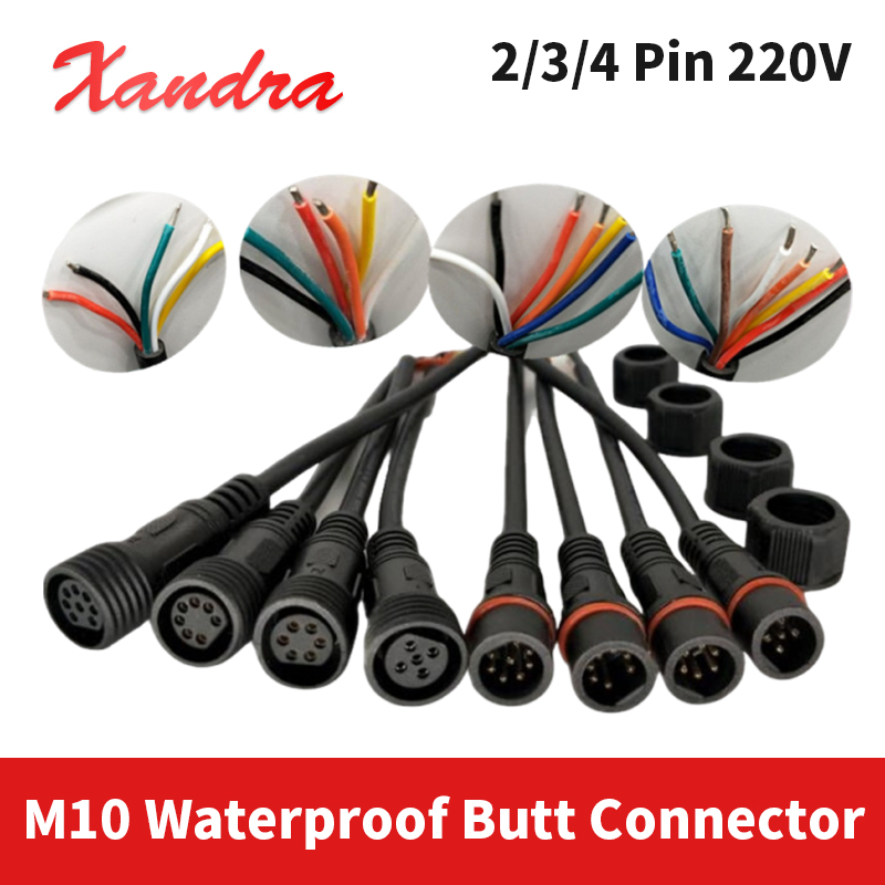 Outdoor Power Extension Cord - M10 2Pin 3/4 Pin Waterproof Butt