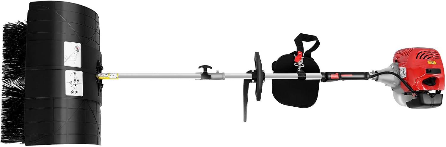 Outdoor Power Broom - 2.3HP Gas Handheld Sweeper, 52CC 2-Stroke
